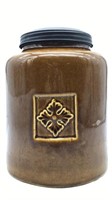Dileep Ceramics Canister Jar Heavy  Brown 9in H