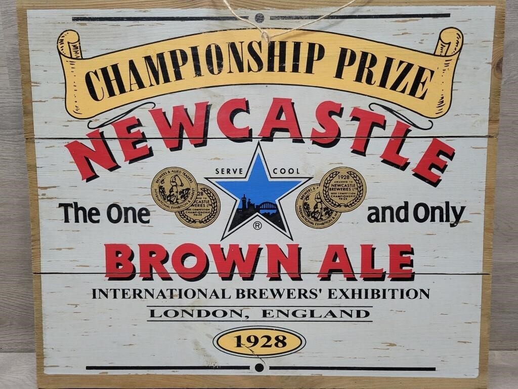 Newcastle Brown Ale Advertising Wooden Sign