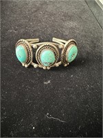 Native American Silver & Turquoise Cuff