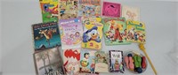Lot of vintage Kid's books, cards, and games.