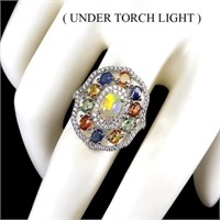 Natural Ethiopian Opal Sapphire White Topaz Ring