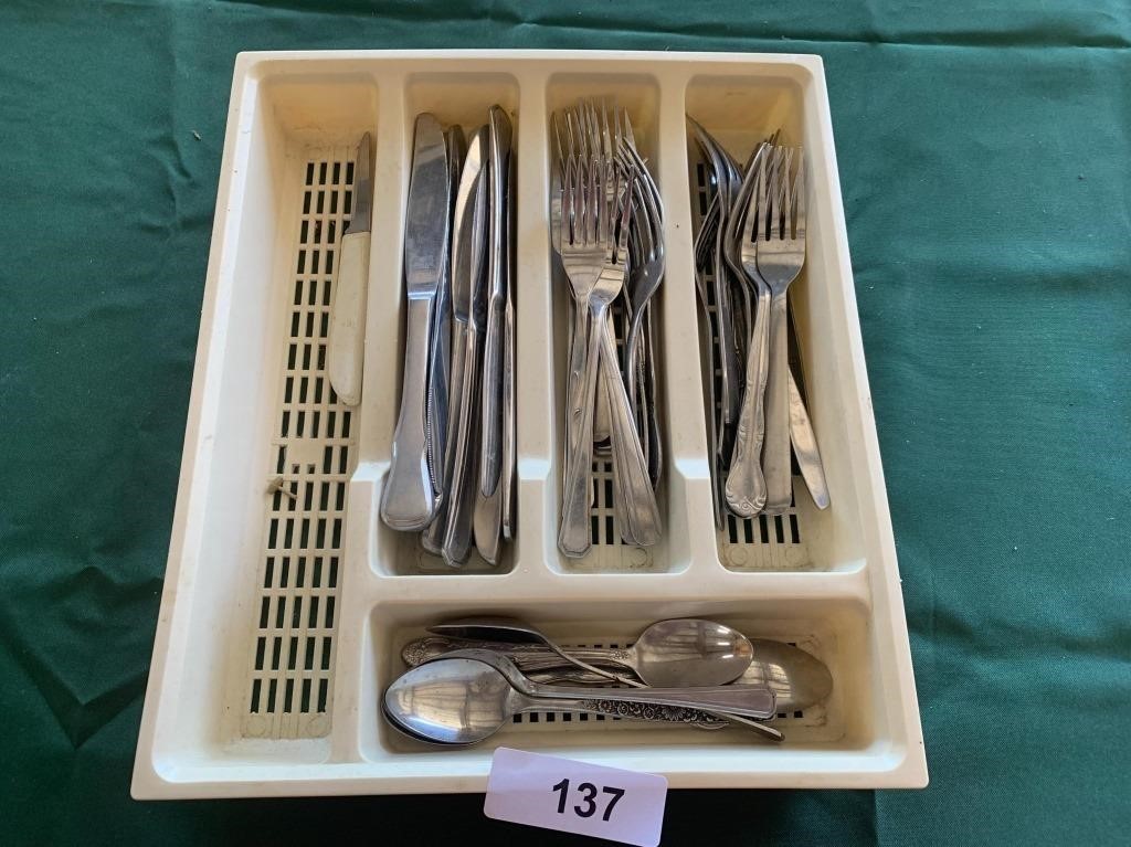 Assorted Flatware w/ Tray