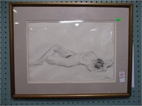 SIGNED PENCIL OF NUDE 17"X22"
