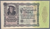 1922  Germany  50,000 Marks note