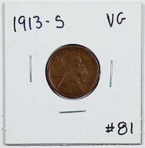 1913-S  Lincoln Cent   VG