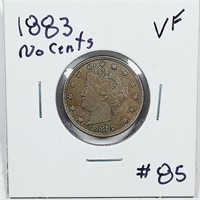 1883  No Cents  Liberty Nickel   VF