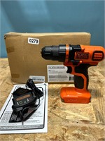 Black & Decker lithium 20v drill, works,no battery