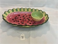 Ceramic Watermelon Chip and Dip Serving Dish