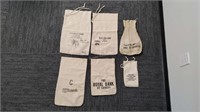 6 - Vintage Canvas Coin Money Bags