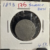 1893 LIBERTY V NICKEL SCARCE DATE