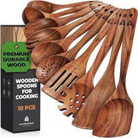 $60 10Pcs Teak Wood Cooking Utensils Set