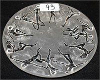 Lalique type dancing nude plate, 8 3/4"