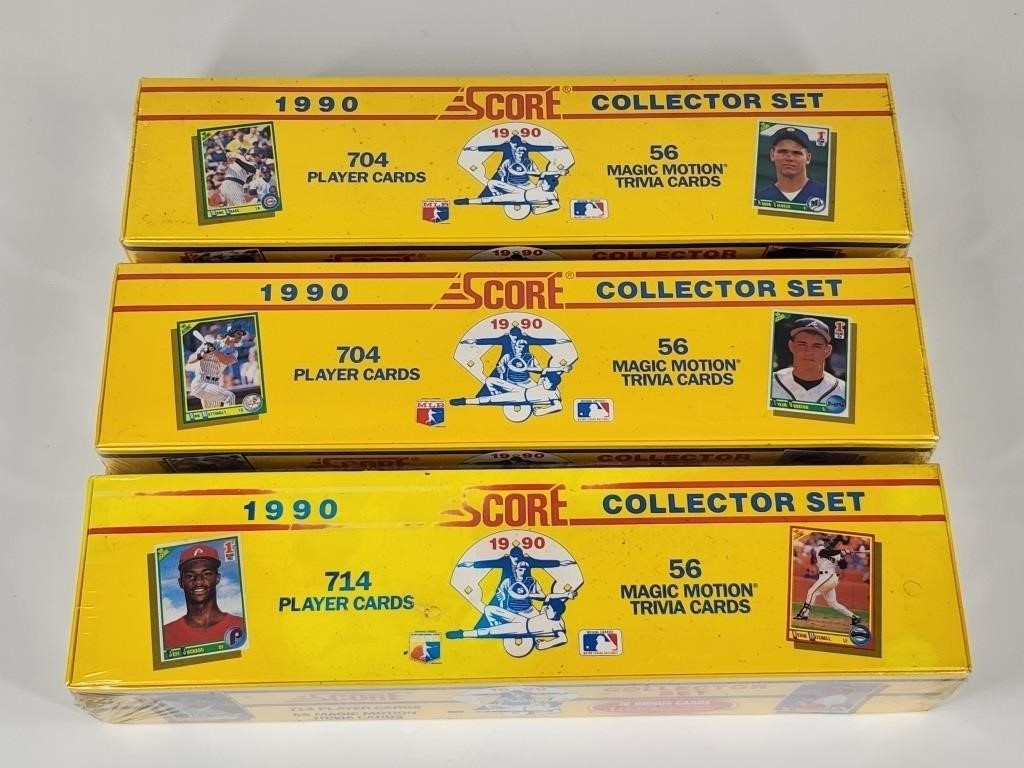 3) 1990 SCORE BASEBALL SETS SEALED