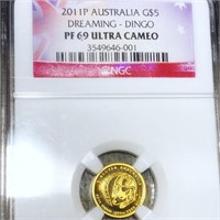 2011 Aus. $5 Gold Dingo NGC - PF69ULTCAM 1/10Oz