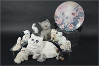 Variety of Cast, China & Ceramic Cat Figurines