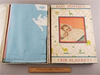Vintage Baby Pepperell Crib Blanket w/ Box