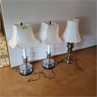 M110 Three lamps- 2 silver, one brass/heavy