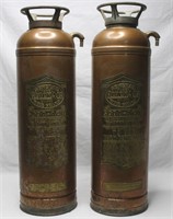 2 Vintage Brass Quick Aid Soda Fire Extinguishers