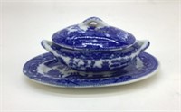 Mini Oriental Blue Willow Platter and Bowl 6x4"
