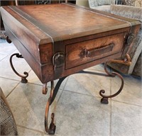 J - OLD WORLD TRUNK STYLE SIDE TABLE (L14)