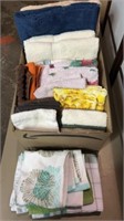 Box of assorted towels