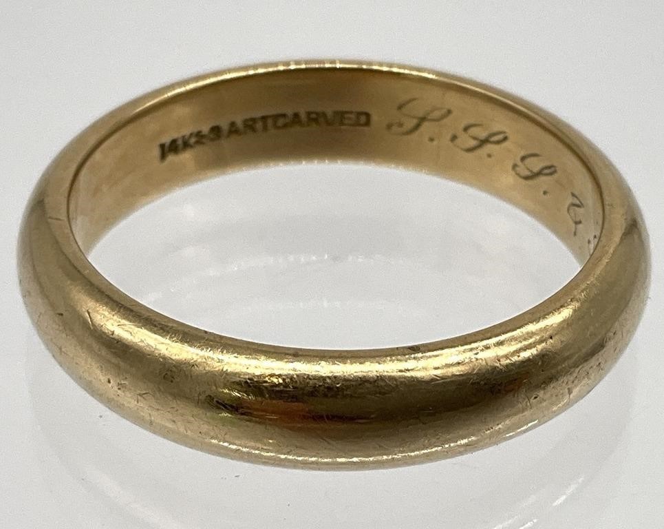 14K Gold Artcarved Wedding Band Ring, Sz 10