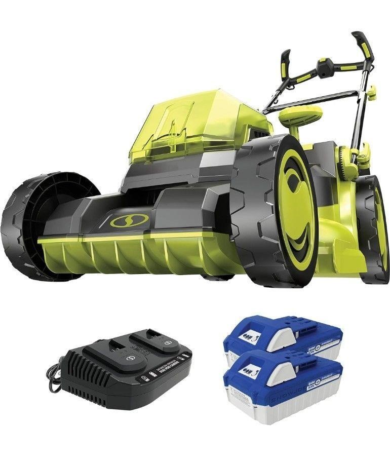 ($410) 48V,16-in Cordless Lawn Mower, 2 x 24V