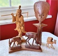 Vintage Wooden Lot with Fertility Carved Statue,