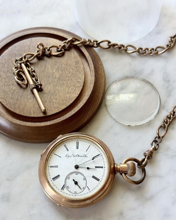 Antique Elgin Pocket Watch - Has wear & Glass