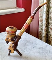 Vintage Two Headed Wooden Tobacco Smoking Pipe