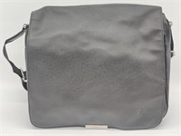 Gray Leather Full Flap Messenger Bag