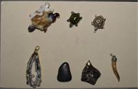 Turtle Pendants, Carved Turtle & Polished Rock