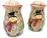 Snowman And Snowflakes Salt And Pepper Shakers