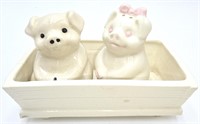 Vintage Pigs in Trough Salt and Pepper Shaker Set