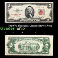 1953 $2 Red Seal United States Note Grades xf