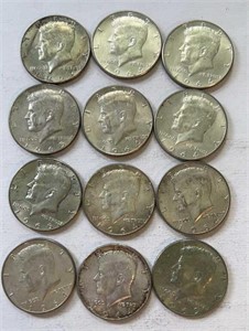 (12) Kennedy Half Dollars 40% Silver