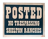Shelton Ranch Corp. "No Trespassing" Metal Sign