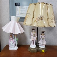 Lot of 2 Man & Woman Porcelain Lamps