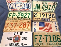 8 ASSORTED VINTAGE LICENSE PLATES & VANITY PLATES