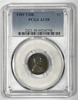 1909 VDB Lincoln Cent PCGS AU58