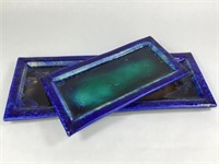 2 Rectangular Porcelain Serving Trays