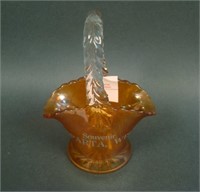 U.S. Glass (?) Mini Handled Flower Basket w/