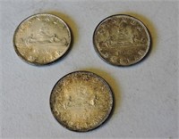 1960,61 & 1962 Canadian Silver Dollars