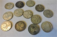 13 Canadian Twenty Five Cent Coins