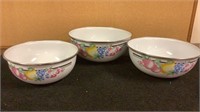 GMI Metal Bowl Set Fruit Enamel Lot of 3