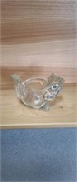 Avon clear glass squirrel candle holder