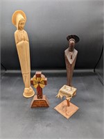 4 Pc. Vintage Wooden Religious Collectibles