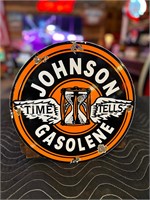 1ft Round Johnson Gasolene Porcelain Sign