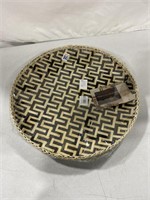 MADE TERRA BAMBOO WOVEN BASKET TRAY 20IN BLACK