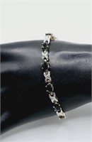 Silver Tone Sapphire Tennis Bracelet